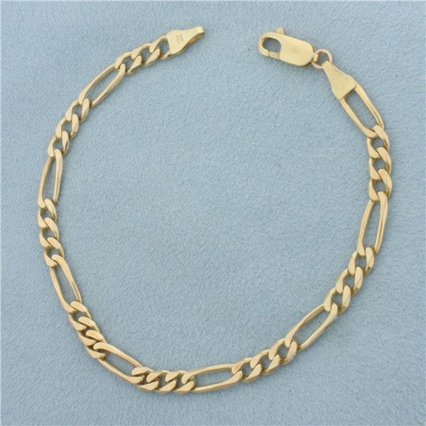 Italian Figaro Link Bracelet in 14k Yellow Gold