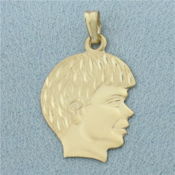 Engravable Boy Silhouette Pendant or Charm in 14k Yellow Gold