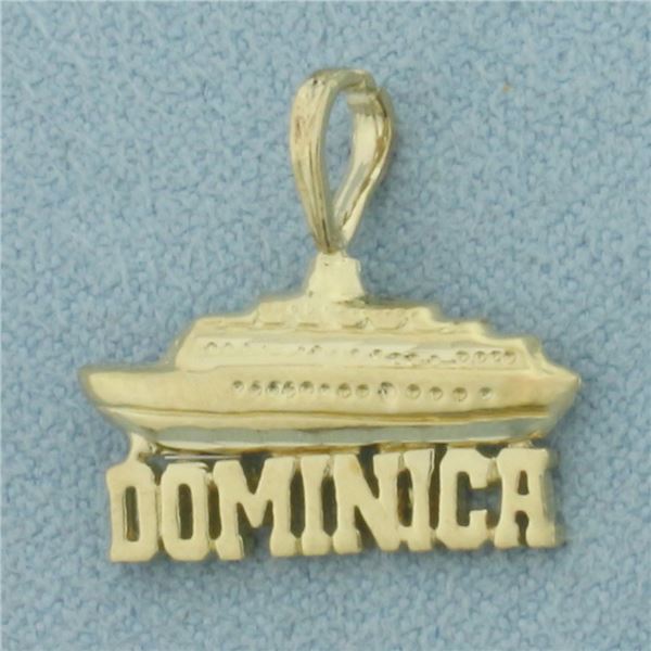 Dominica Cruise Ship Pendant in 14k Yellow Gold