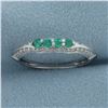 Image 1 : Emerald and Diamond Ring in 14k White Gold