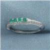 Image 2 : Emerald and Diamond Ring in 14k White Gold