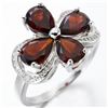 Image 2 : Garnet and Diamond Ring in Sterling Silver