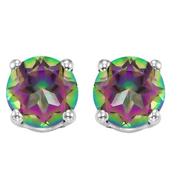6MM Round Mystic Topaz Earrings in Sterling Silver