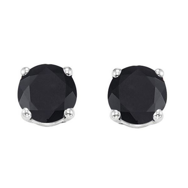 5MM Round Midnight Sapphire Earrings in Sterling Silver