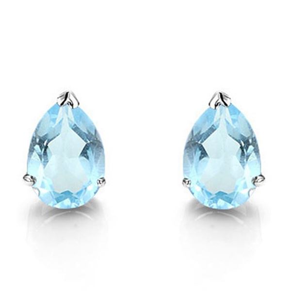 4x6 Pear Sky Blue Topaz Earrings in Sterling Silver