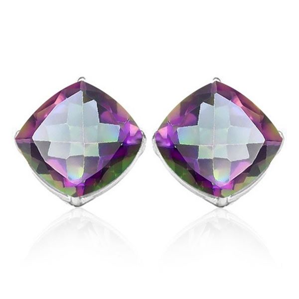 6MM Cushion Mystic Topaz Earrings in Sterling Silver