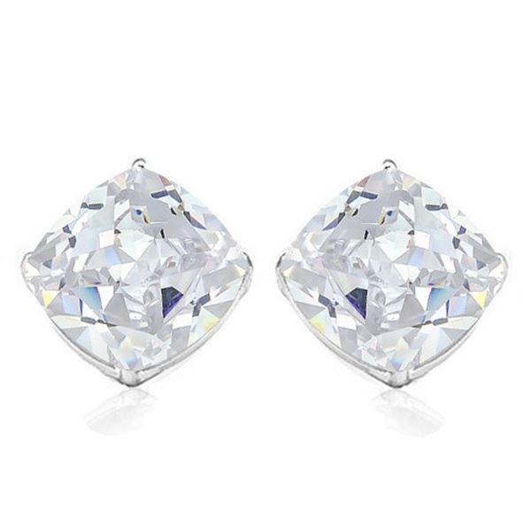 6MM Cushion White Topaz Earrings in Sterling Silver
