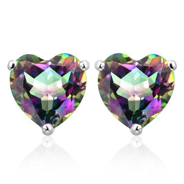 10MM Heart Mystic Topaz Earrings in Sterling Silver