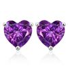 Image 1 : 10MM Heart Amethyst Earrings in Sterling Silver