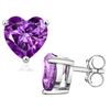 Image 2 : 10MM Heart Amethyst Earrings in Sterling Silver