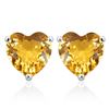 Image 1 : 10MM Heart Citrine Earrings in Sterling Silver