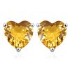 Image 1 : 8MM Heart Citrine Earrings in Sterling Silver
