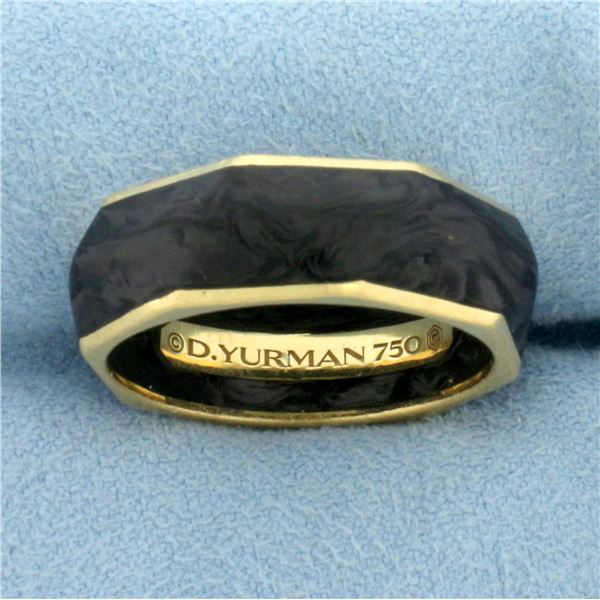 David Yurman Mens Torqued Faceted Band Ring in 18K Yellow Gold