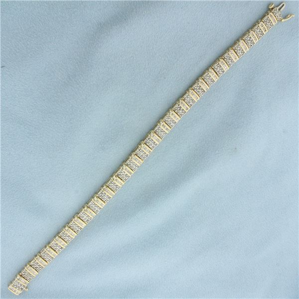 Baguette and Round Diamond Bracelet in 10K Yellow Gold