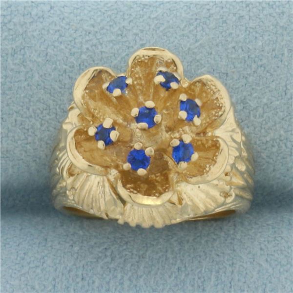 Spinel Flower Ring in 10K Yellow Gold