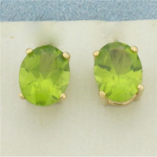 Peridot Stud Earrings in 14K Yellow Gold
