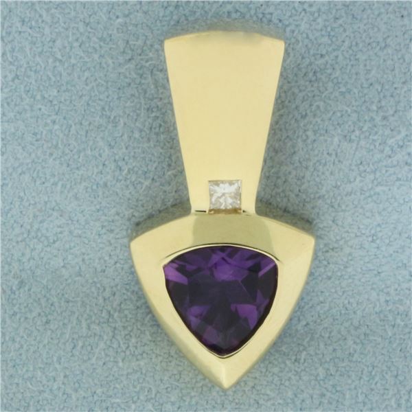 Amethyst and Diamond Pendant in 14K Yellow Gold