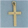 Image 1 : Diamond Cross Charm in 14K Yellow Gold