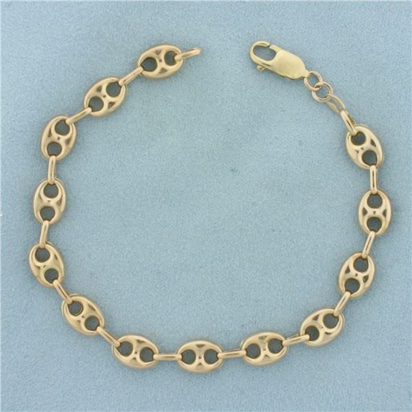Puffy Anchor Mariner Link Bracelet in 14k Yellow Gold