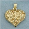 Image 1 : Filigree Heart Pendant in 14K Yellow Gold