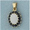 Image 1 : Opal and Sapphire Pendant in 14K Yellow Gold
