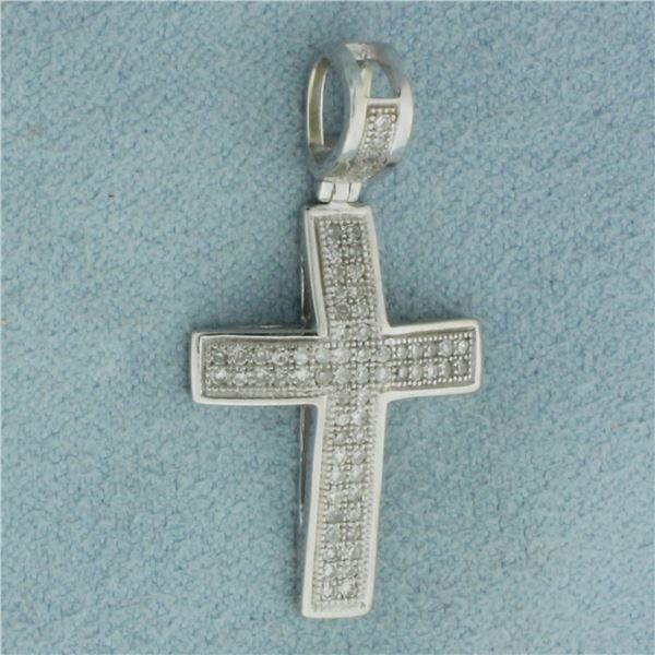 Diamond Pave Cross Pendant in 14K White Gold