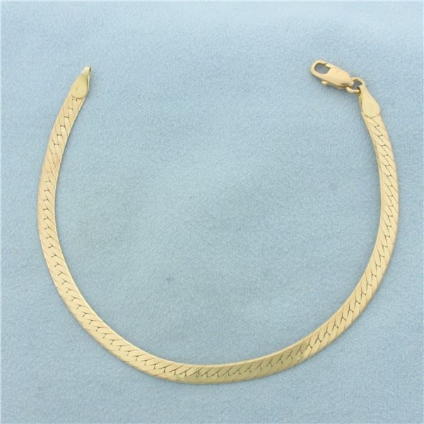 Herringbone Link Bracelet in 14K Yellow Gold