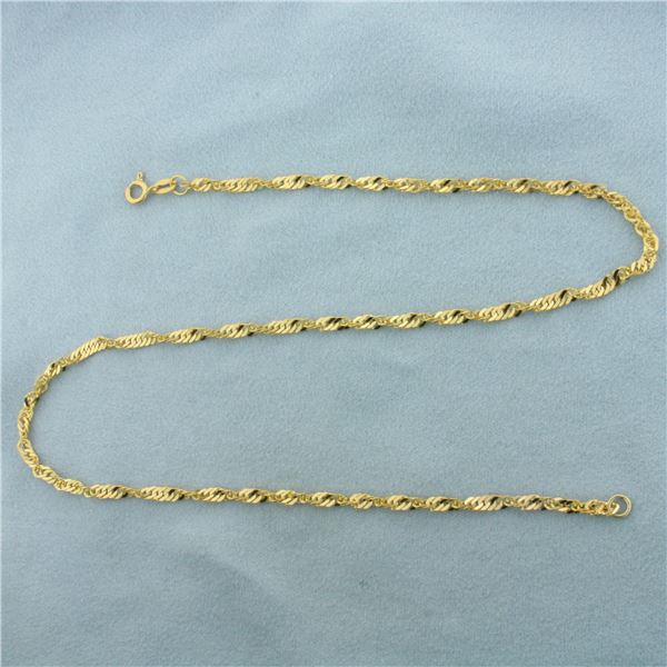 16 Inch Twisting Curb Link Chain Necklace In 21K Yellow Gold