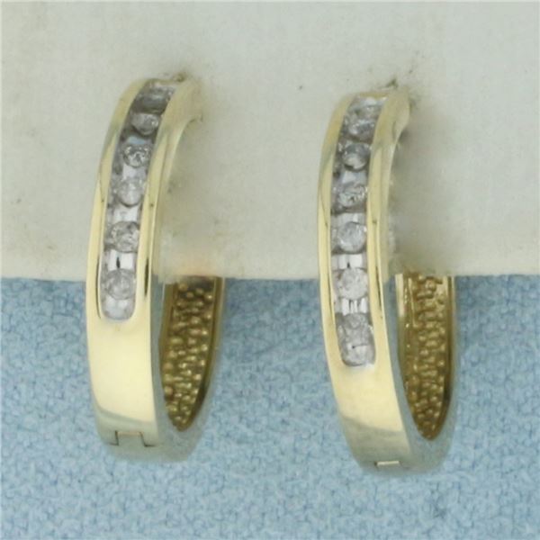 Diamond Hoop Earrings in 10K Yellow Gold
