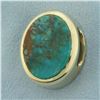 Image 1 : Turquoise Bezel Large Pendant in 10K Yellow Gold