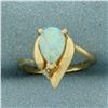 Image 1 : Opal and Diamond Ring in 10K Yellow Gold
