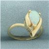 Image 2 : Opal and Diamond Ring in 10K Yellow Gold