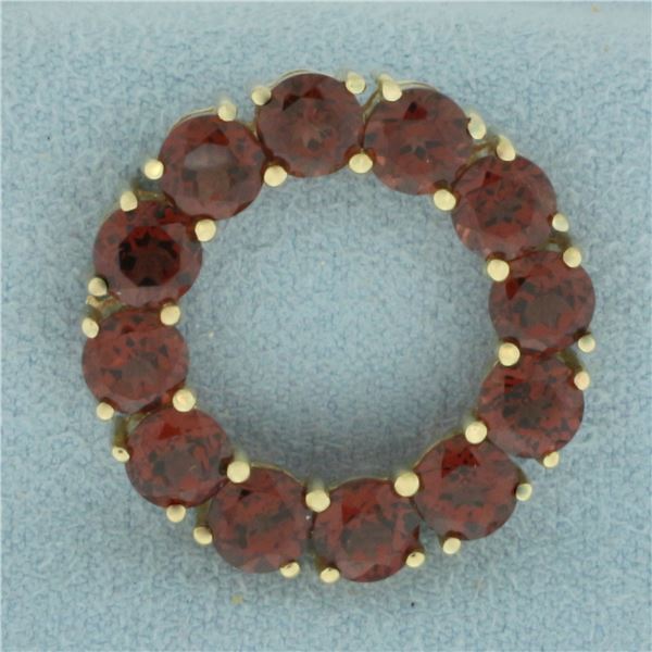 Garnet Circle Pendant in 10K Yellow Gold