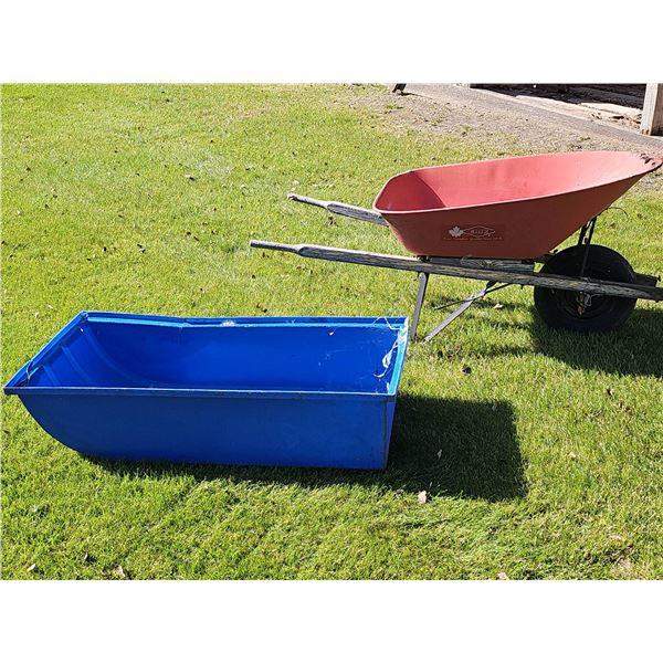 Erie Wheelbarrow and Koenders Blue Plastic Trough