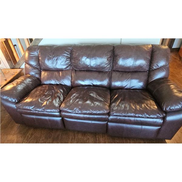 Comfy Brown Leather Electric Reclining Sofa
