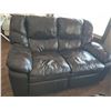 Image 1 : Comfy Brown Leather Reclining Loveseat Sofa with Power Recliner