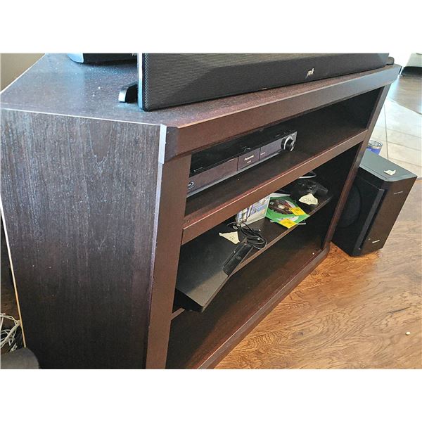 Dark Brown Wood TV Stand – Contents Not Included