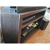 Image 1 : Dark Brown Wood TV Stand – Contents Not Included