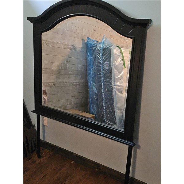 Large Wooden Framed Wall Mirror With Arched Top