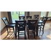 Image 2 : Modern Solid Dark Wood Dining Set With 7 Chairs, Two Leafs