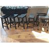 Image 1 : 6 Black Wooden Saddle-Seat Counter Stools