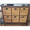 Image 1 : Wood Cabinet With Six Wicker Storage Drawers