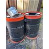 Image 3 : Two Plastic Bear Bait Drums with Red Trim and Propane Cylinder