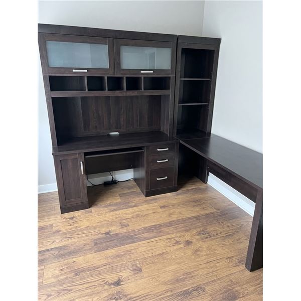 L-Shaped Dark Wood Office Desk