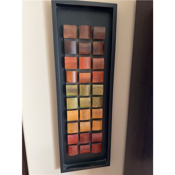 Rectangular Framed Wall Art With Multicoloured Wooden Square Accents