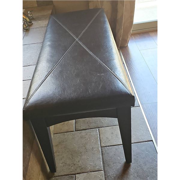 Modern Dark Brown Faux Leather Bench