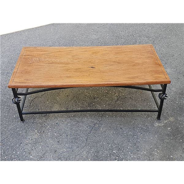 Rectangular Wood and Metal Coffee Table with Lattice Sides