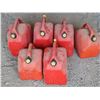 Image 1 : 6 Red Plastic Gasoline Cans with Yellow Caps