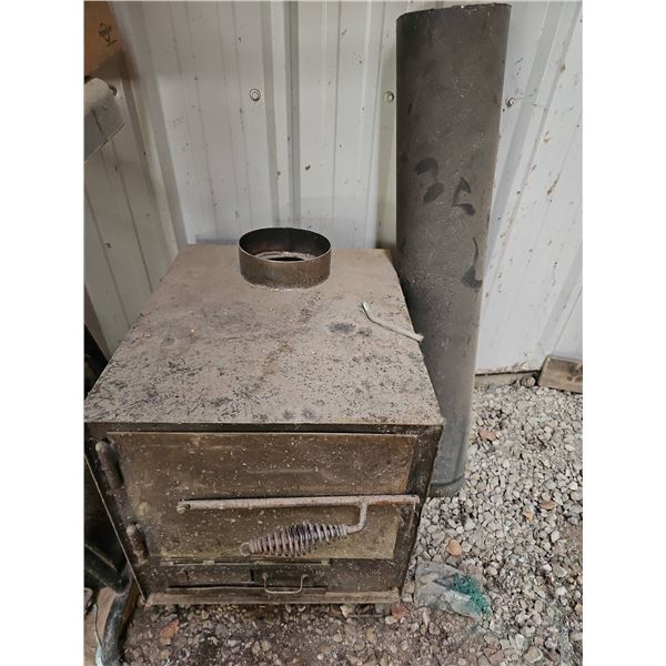 Metal Wood Burning Stove With Front Door And Removable Pipe