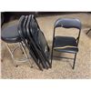 Image 1 : Four Black Metal Folding Chairs with Black Padded Stool